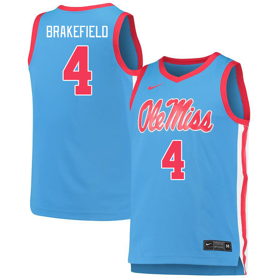 Ole Miss Rebels #4 Jaemyn Brakefield College Basketball Jerseys Stitched Sale-Power Blue